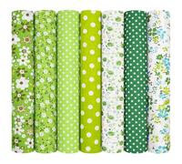 AOOSA 7pcs Fabric Bundles, 20"x20" Cotton Quilting Fabric Squares, Soft Durable Material & Stylish Patterns, Floral Precut Squares Patchwork for Quilting, Sewing, DIY Crafts, Mask, Home Décor, Green