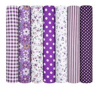 AOOSA 7pcs Fabric Bundles, 20"x20" Cotton Quilting Fabric Squares, Soft Durable Material & Stylish Patterns, Floral Precut Squares Patchwork for Quilting, Sewing, DIY Crafts, Mask, Home Décor, Purple