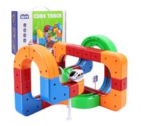 AOOSA 81pcs Electric Train Set, Magic Rail Cube Train Set, with Gravity-Defying Motorized Train, Traffic Signs, 3D Embedded Layouts Train Track Set, Birthday Gifts for Boys & Girls Age 3+