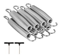AOOSA 8PCS Trampoline Springs,Metal Rust Resistant Trampoline Springs with 2 T-hooks,Heavy Duty Galvanised Steel Spring Replacement,Tension Springs for 6ft/8ft/10ft/12ft/14ft Trampoline(140mm)