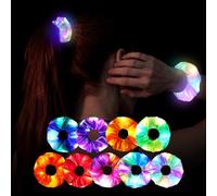 AOOSA 9 PCS Light Up Hair Scrunchies, 3 Colors Light Modes LED Lit Hair Tie Soft and Elastic for Glow Party, Carnival, Halloween, Concert, New Years - Satin