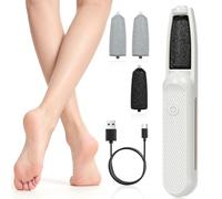 AOOSA Electric Foot File, Rechargeable Electric Callus Removers, Foot Callus Remover Pedicure Kits, 3 Speeds Hard Skin Remover with 4 Brush Heads, Removes Dry Skin for Smoother Feet, White