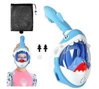 AOOSA Kids Snorkel Mask Full Face, Shark Children's Snorkel Mask 180°view Design, Anti-Fog & Anti-leak Snorkeling Mask, Upgraded Breathing System Dry Top Snorkel Set for a Safe Snorkeling Experience