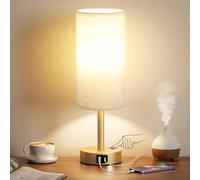 Aooshine Bed Side Lamp, Touch Lamp with USB-C+A Charging Ports, Gold Base(Bulb Included)