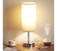 Aooshine Bedside Lamps, Table Lamp with 2 USB Charging Ports & 3-Way Dimmable Touch Control, Touch Lamps Bedside with Grey Shade, Small Lamp with for Bedroom/Living Room/Study(Bulb Included)