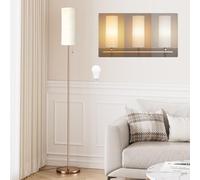 Aooshine Beige Floor Lamp for Living Room, 64" Standing lamp for Bedroom, Beige Shade & Brown Pole(Bulb Included)