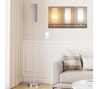 Aooshine Grey Floor Lamp for Living Room, 64" Standing lamp with Grey Shade & Silver Pole(Bulb Included)
