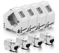 AOOSU 35mm DIN Rail Bracket Module Mounting Panel with CAT6A Keystone Modules - Includes 4 x CAT6A Module Not Included DIN Rail