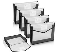 AOOSU A5 Plastic Wallets, 5pcs Popper Wallet Plastic Document, Horizontal Folders Files Envelope for School Office Home, with Snap Closure and Card Slot