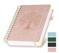 AOOSU A5 Spiral Notebook, Wirebound Notebooks 300 Pages/150 Sheets with Pocket Hardcover Journals 100gsm Thick Paper Campus Notebook for Women Ideal for Work School Office 15 x 21cm, Pink