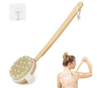 AOOSU Bath Brush with Long Handle, Back Brush Removable Long Handle, Natural Bristles, Exfoliating Brushs for Removing Dead Skin, Back Scrubber for Dry Wet Showering for Body Cleaning, Circle