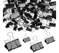 AOOSU Binder Clips 100pc, Bulldog Clips for Paper - Black Metal Foldback Clip, Paper Clamp Suitable for Offices, Schools, Homes, Kitchens, Shops, 4 Mixed Sizes