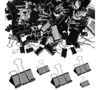 AOOSU Binder Clips 185pc, Bulldog Clips for Paper - Black Metal Foldback Clip, Paper Clamp Suitable for Offices, Schools, Homes, Kitchens, Shops, 5 Mixed Sizes