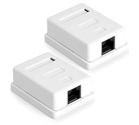 AOOSU CAT 6A Surface Mounted Network Socket, Pack of 2, 1 Port RJ45 Socket, Shielded Junction Box, 10 Gbit/s Ethernet Network, LAN Socket for Wall, Office, Home, Industry