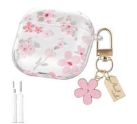 AOOSU Compatible with 4 Case, Soft TPU Case with Floral Pattern for 4th Generation with Flower Keychain and Cleaning Kit and Carabiner Wildflowers