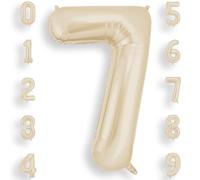AOOSU Cream White Helium Balloons, 40 Inches Number Balloons 7, Foil Birthday Balloon for Birthday Anniversary Wedding Party Decorations Celebration Supplies for Girls Women Men Boys