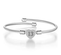 AOOSU Delicate Cuff Bracelet, Lucky Number 13 Open Bangle Adjustable Jewellery Gift Personalized Gifts for Daughter Son Sisters Friends Mom Colleague Lover Birthday Christmas