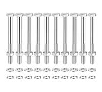 AOOSU M10 x 100mm 201 Stainless Steel Hex Head Through Wall Bolts, Partially Threaded Wall Anchor Screws with Nuts, Flat & Lock Washers, 10 Sets, Heavy Duty for Metal Construction, Machinery Use