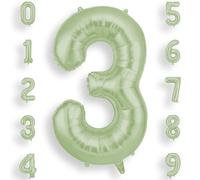 AOOSU Olive Green Helium Balloons, 40 Inches Number Balloons 3, Foil Birthday Balloon for Birthday Anniversary Wedding Party Decorations Celebration Supplies for Girls Women Men Boys