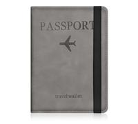 AOOSU Passport Holder Cover, PU Leather Passport Cover with RFID Blocking Travel Wallet, Portable Universal Travel Wallet Case Organiser for Money, Boarding Passes, Credit Cards Gray