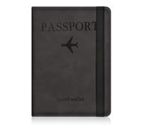 AOOSU Passport Holder Cover, PU Leather Passport Cover with RFID Blocking Travel Wallet, Portable Universal Travel Wallet Case Organiser for Money, Boarding Passes, Credit Cards Black