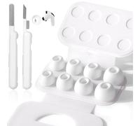 AOOSU Pro 1/2 4 Pairs Replacement Ear Tips with Noise Reduction Hole, Silicone Earplugs with Cleaning Set & Storage Box, 4 Sizes (XS/S/M/L) White