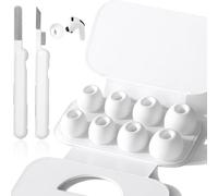 AOOSU Pro 3 4 Pairs Replacement Ear Tips with Noise Reduction Hole, Silicone Earplugs with Cleaning Set & Storage Box, 4 Sizes (XS/S/M/L) White