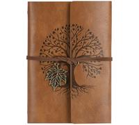 AOOSU PU Leather Journal Notebook, Refillable Vintage Journal Travel Diary with Kraft Paper, Journaling Notebook, Writing Notebook Gifts for Women Men Teens Travelers, 100GSM 160 Pages Khaki A6