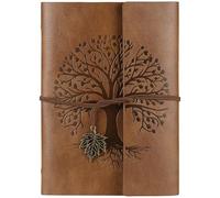 AOOSU PU Leather Journal Notebook, Refillable Vintage Journal Travel Diary with Kraft Paper, Journaling Notebook, Writing Notebook Gifts for Women Men Teens Travelers, 100GSM 160 Pages Khaki A5