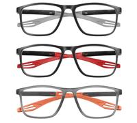 AOOSU Reading Glasses for Women Men, Blue Light Blocking Square Frames Lightweight Comfortable Readers, Impact Resistant, Scratch Resistant, Bendy, Flexible, Anti-slip, Unisex 3 Pack Reader +2.75