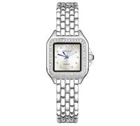 AOOSU Silver Watches Women, Square Watches with Vintage Bracelet, Rectangular Case Roman Dial Digital Quartz Womens Watch Ladies Stone Set Case Casual Dress Watch for Women Girls