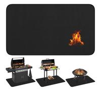 AOOSU Thickened Under Grill Mat, 76*122CM Fireproof Grill Mats, Grass Protection Mats Reusable for Gas Grills Smokers, Garden Fireproof Mat Outdoor Lawn Deck Patio & Indoor Fireplace Fire Pit, Black