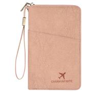 AOOSU Travel Wallet, Family Passport Holder, RFID Blocking Travel Accessories Document Organiser, Travels Document Holder for Tickets Waterproof Cover Holiday Essentials Case for Man & Woman Pink