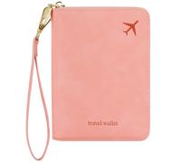 AOOSU Travel Wallet, Family Passport Holder, RFID Blocking Travel Accessories Document Organiser, Travels Document Holder for Tickets Waterproof Cover Holiday Essentials Case for Man & Woman Pink