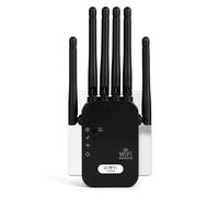 AOOSU WiFi Repeater 1200Mbps with 6 High-Gain Antennas, Black WiFi Extender Booster Supporting Repeater/AP Dual Modes, Built-in Ethernet Port for Seamless Connection of All WiFi Devices
