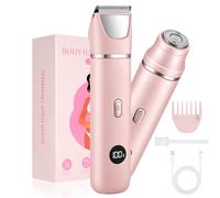 AOOSU Women's Hair Removal Device, 3-in-1 Bikini Trimmer Women, Electric Razor for Women, Suitable for Legs, Arms, Underarms, IPX7 Waterproof Trimmer with USB Charging Base and Battery Display Pink