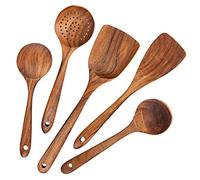 AOOSY Wooden Kitchen Utensils Sets, 5 Pieces Japanese Style Cooking Utensils Set Tools Non Scratch Heat Resistant Utensils Sets Including Wood Spatula Cooking Spoons for Non-Stick Pans