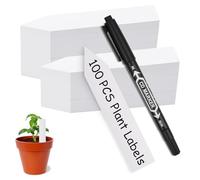 AOOTE 100Pcs White Plastic Plant Labels, 10x2cm Plant Name Labels Reusable, Plant Labels for Outdoor Plants Plastic with a Marker Pen, Waterproof, Garden Tags for Seeds, Vegetables, Flowers