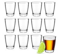 AOOTE 12 Glass Glasses Set, 30ml Shot Glass, Shot Glass with Heavy Base, Clear Mini Glasses for Cocktail, Whisky, Tequila, Vodka, Spirits, Liquor