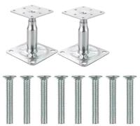 AOOTE 2PCS Adjustable Elevated Post Base Support, 100-150mm Galvanised Adjustable Elevated Post Base Support, Height Adjustables Elevate Post Bases Supports for Pergolas, Awning Supports, Balconies
