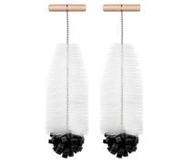 AOOTE 2Pcs Bottle Brush for Cleaning, 33cm Narrow Neck Bottles Flask Cleaner Brush Compatible with SodaStream Glass Bottle, Cleaner Brushes with Wood Handle, Hard Bristles and a Soft Spong, Black