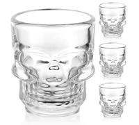 AOOTE 50ml Barware Skull Shot Glasses,4 Pcs Tequila Skull Shot Glasses,Shot Glass with Heavy Base,Clear Shot Glasses Set for Whisky,Tequila,Vodka,Spirits