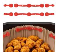AOOTE Air Fryer Magnet Silicone Buckle, 2 Pack Stainless Steel Hanging Magnetic Strip, Kitchen Accessory for Holding Down Air Fryer Parchment Paper, Cooking Tools for Parchment Paper, Red