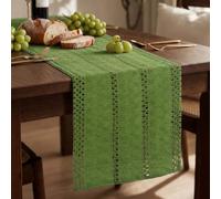 AOOTE Boho Table Runner, 30x140cm Rustic Farmhouse Table Runner, Runners Farmhouse Style Coffee Tables Runners for Tables Holiday Party Dinning Birthday Decor, Green