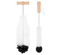 AOOTE Bottle Brush for Cleaning, 2Pcs Narrow Neck Bottles Flask Cleaner Brush Compatible with SodaStream Glass Bottle, Cleaner Brushes with Wood Handle, Hard Bristles and a Soft Spong, Black