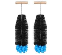 AOOTE Bottle Brush for Cleaning, 33cm Narrow Neck Bottles Flask Cleaner Brush Compatible with SodaStream Glass Bottle, Cleaner Brushes with Wood Handle, Hard Bristles and a Soft Spong, Blue