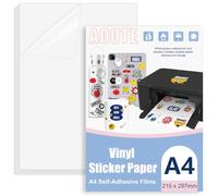 AOOTE Clear Sticker Printer Paper, 12 Sheets Printable Vinyl Stickers Paper, 297x210mm A4 Transparent Glossy Vinyl Sticker Paper for Laser, Use for Office, Clear