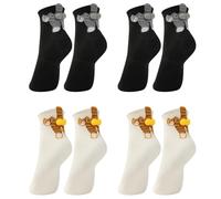 AOOTE Cute Cat Socks, 4 Pairs Funny Animal Kitten Crew Sock, Women's Cotton Cat Sock Comfortable Breathable to Wear, Elastic, Cute Cotton Funny Socks for Giving to Women Who Love Cats Teenage Girls
