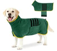 AOOTE Dog Bathrobe, Dog Drying Coat, Microfiber Dogs Drying Coat, Dryings Coats Ultra Absorbent with Velcro Closure & Adjustable Straps, Dryings Robe for Dogs Post Bath Swimming, Dark Green, XL