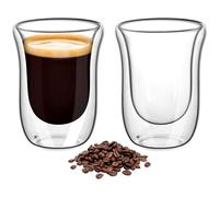 AOOTE Double Walled Thermo Glasses, 2x250ml Cappuccino Latte Macchiato Glasses Cups, Borosilicate Heat Resistant Glass Cups, Cappuccino Glasse Transparent for Coffee Tea Milk Juice Ice Cream